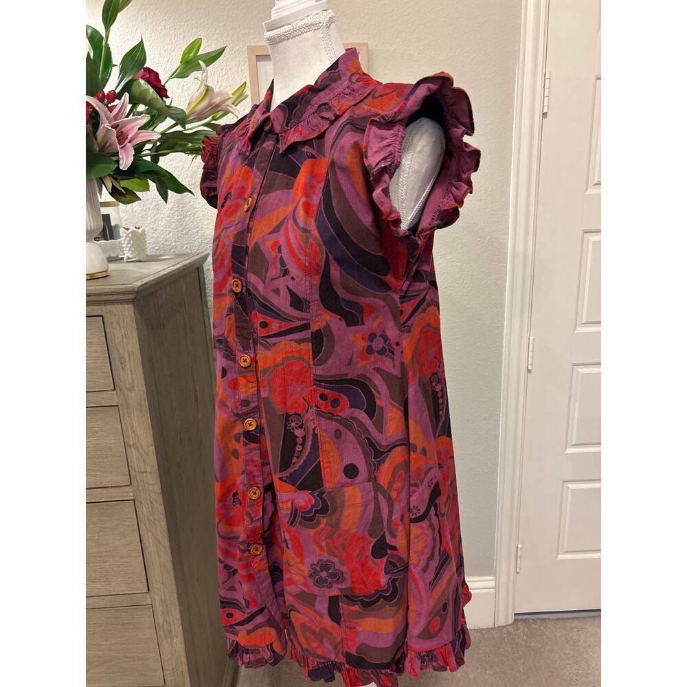Free People | Sunny Days Pink/Purple Corduroy Mini Dress | XS - Picture 7 of 13